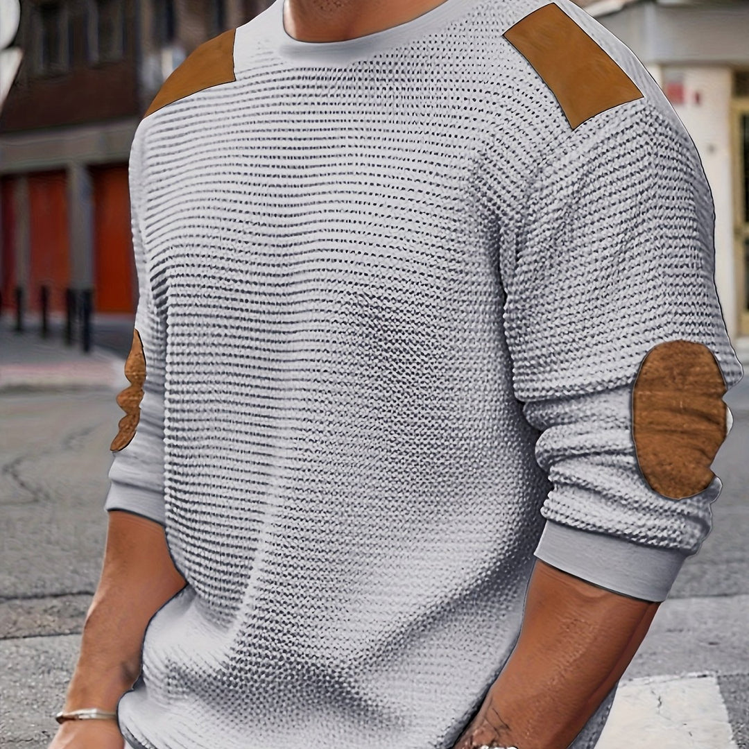 Aaron | Textured Elbow-Patch Pullover