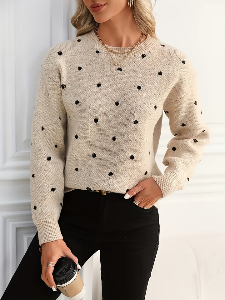 Isabel | Polka Dot Crew Neck Sweater