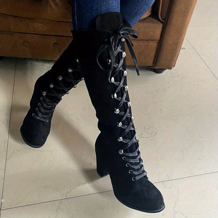 Sabine | Lace-Up Chunky-Heel Tall Boots