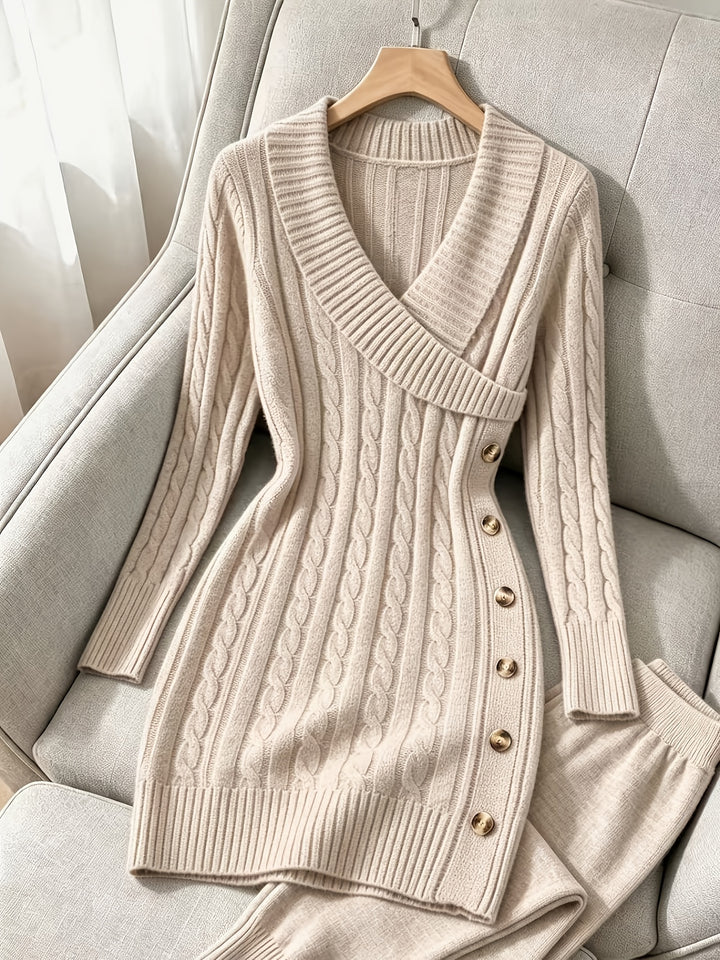 Loretta | Cable-Knit Halloween V-Neck Dress