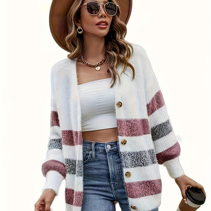 Hattie | Striped Open-Front Cardigan