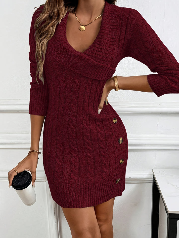Loretta | Cable-Knit Halloween V-Neck Dress