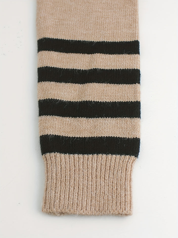 Lydia | Striped-Cuff Ribbed Sweater