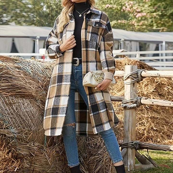 Rosamund | Longline Plaid Coat