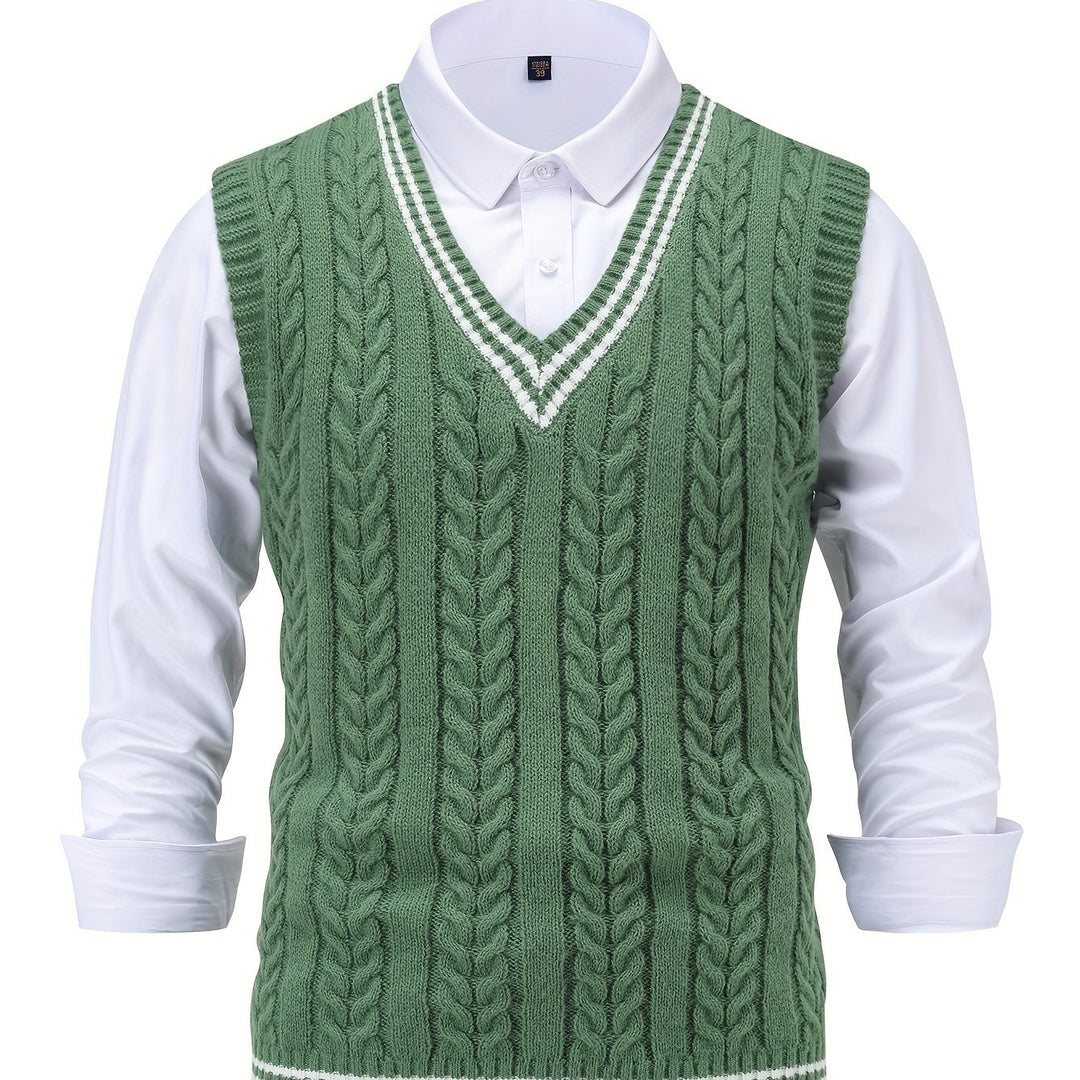 Gideon | Cable-Knit V-Neck Sweater Vest