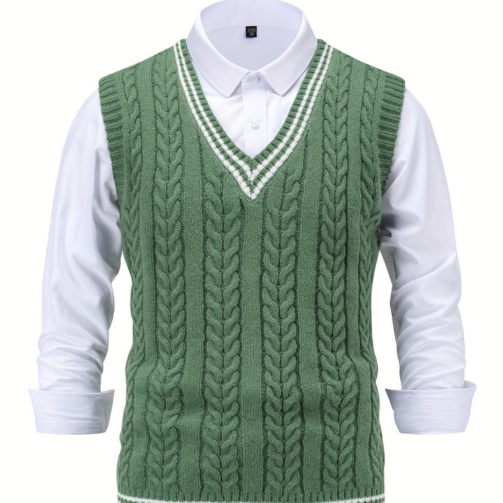 Gideon | Cable-Knit V-Neck Sweater Vest