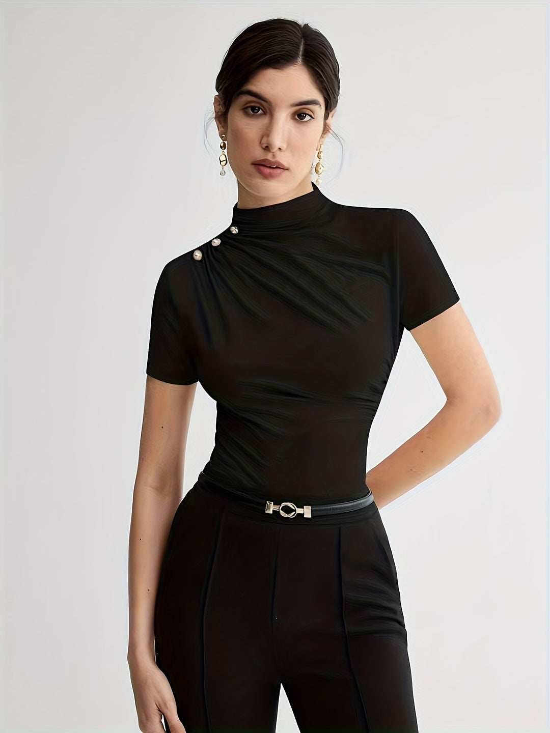 Sienna | Mock Neck Short-Sleeve Top
