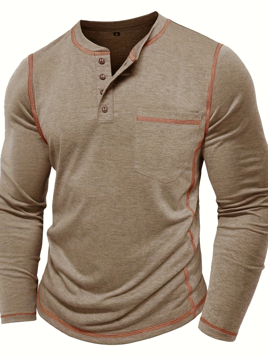 Reuben | Contrast-Stitch Long Sleeve Henley