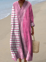 Evette | Stylish Abstract Flamingo Pink Dress