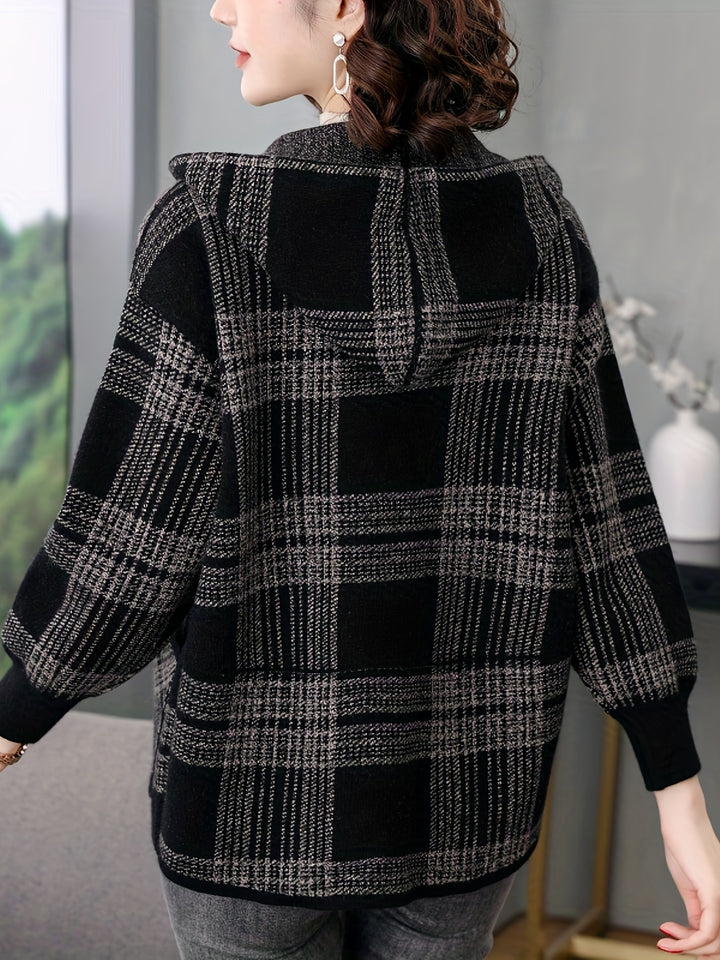 Rosanna | Hooded Checked Zip Jacket
