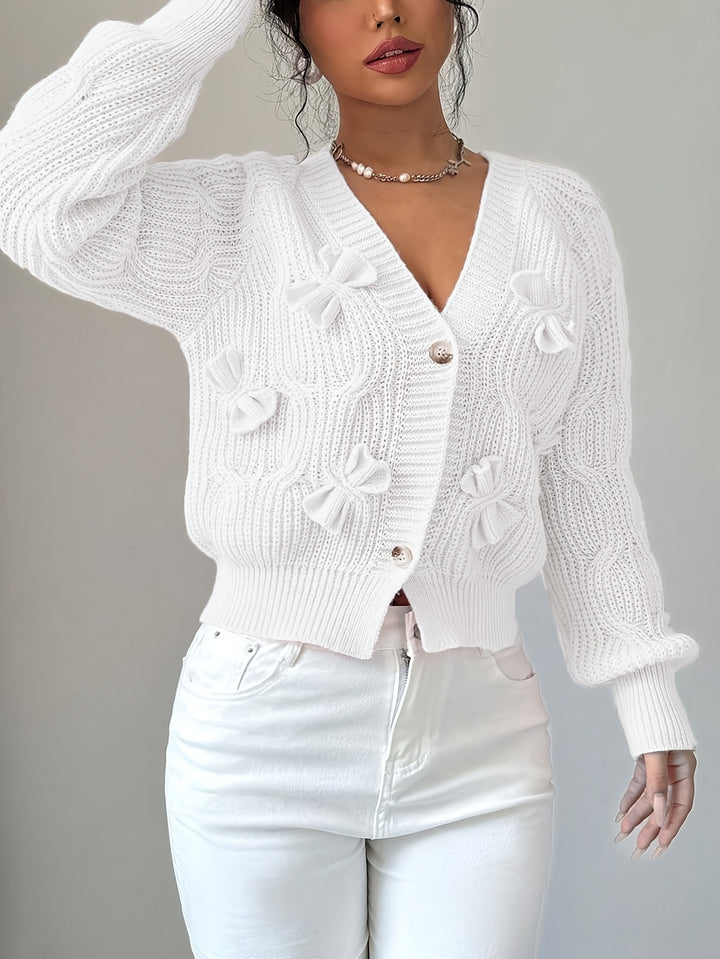 Juniper | Soft Bow-Detail Long Sleeve Cardigan