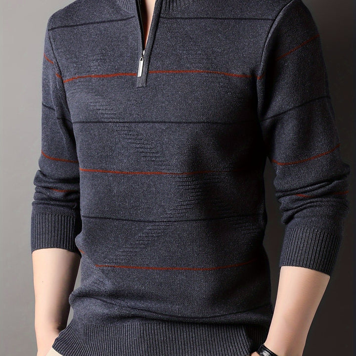 Garrick | Refined Striped Zip-Neck Sweater