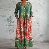 Judith | Vintage Floral Mid Sleeve Maxi Dress