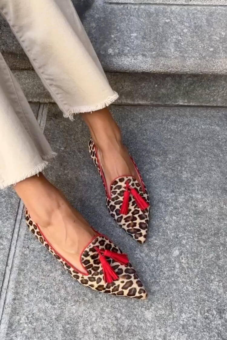 Bernice | Stylish Red Tassels Pointed Sandal