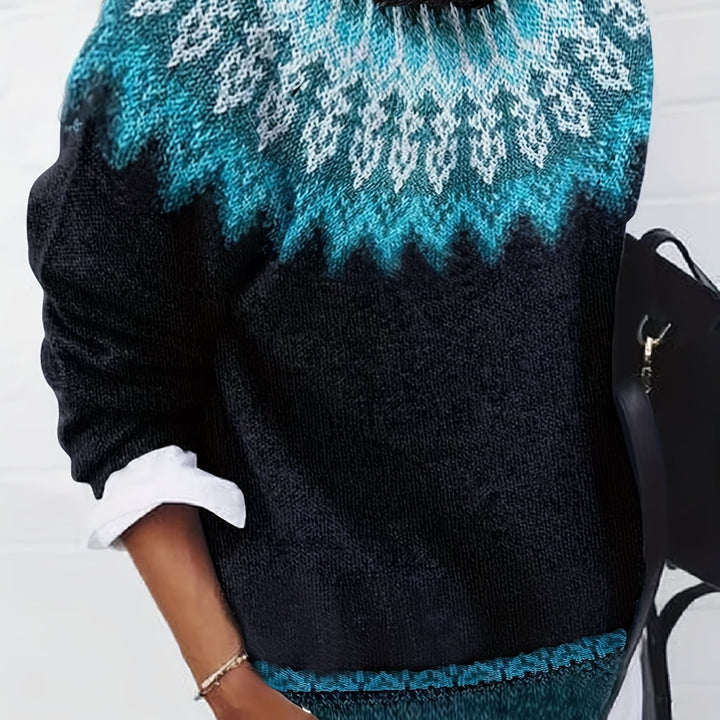 Brenna | Chunky Jacquard Round Neck Sweater
