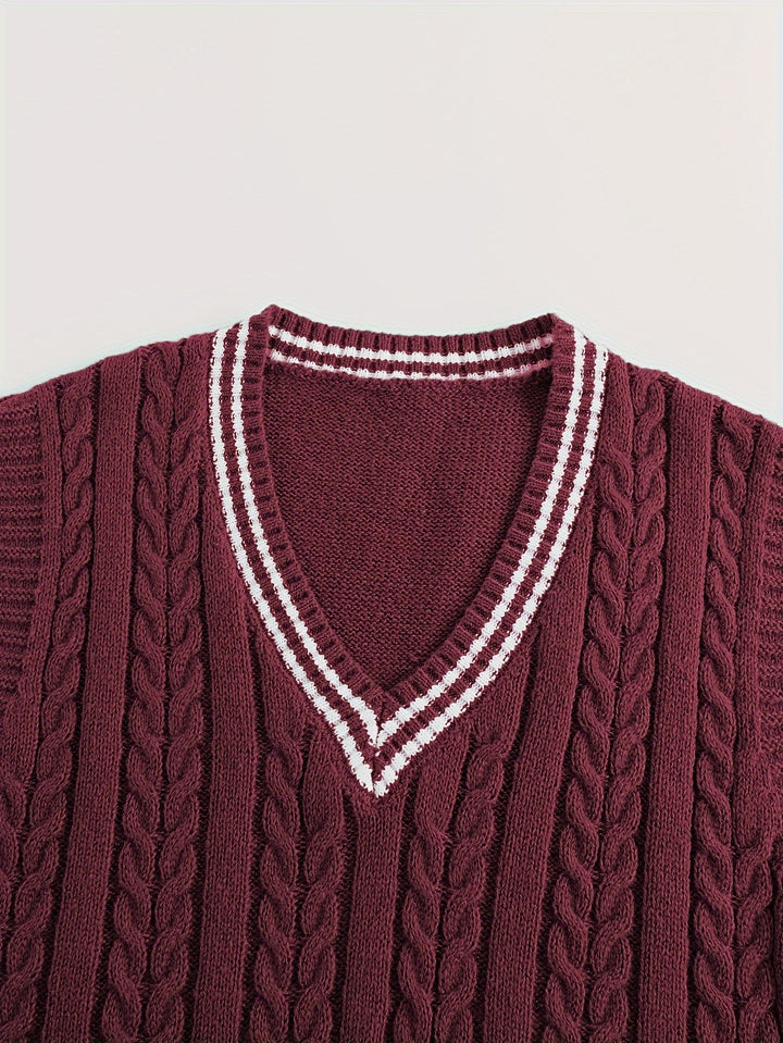 Gideon | Cable-Knit V-Neck Sweater Vest