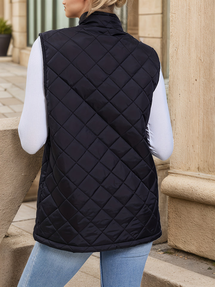 Eileen | Diamond-Quilted Longline Vest