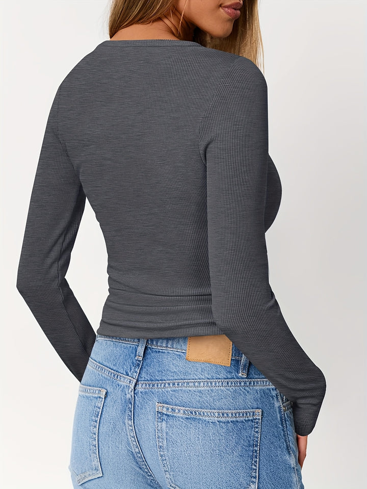 Ivy | Fitted Button Henley Top