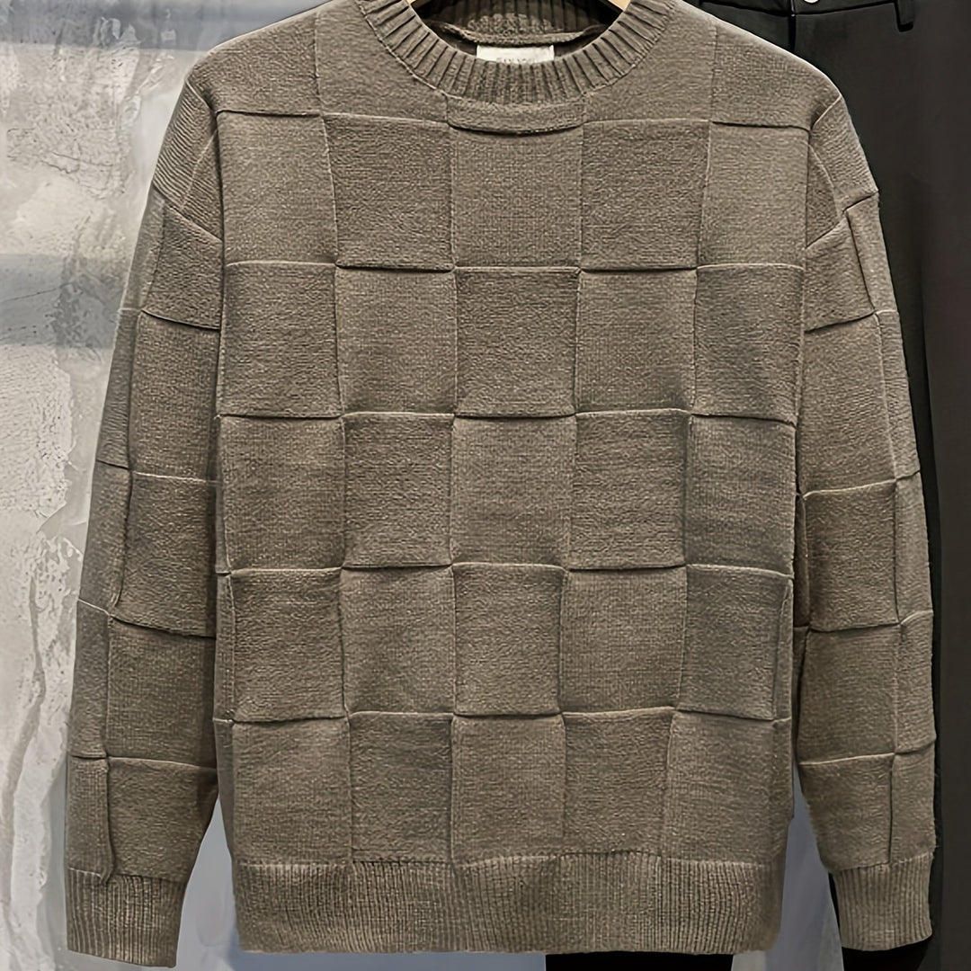 Sullivan | Textured Check Crewneck Sweater