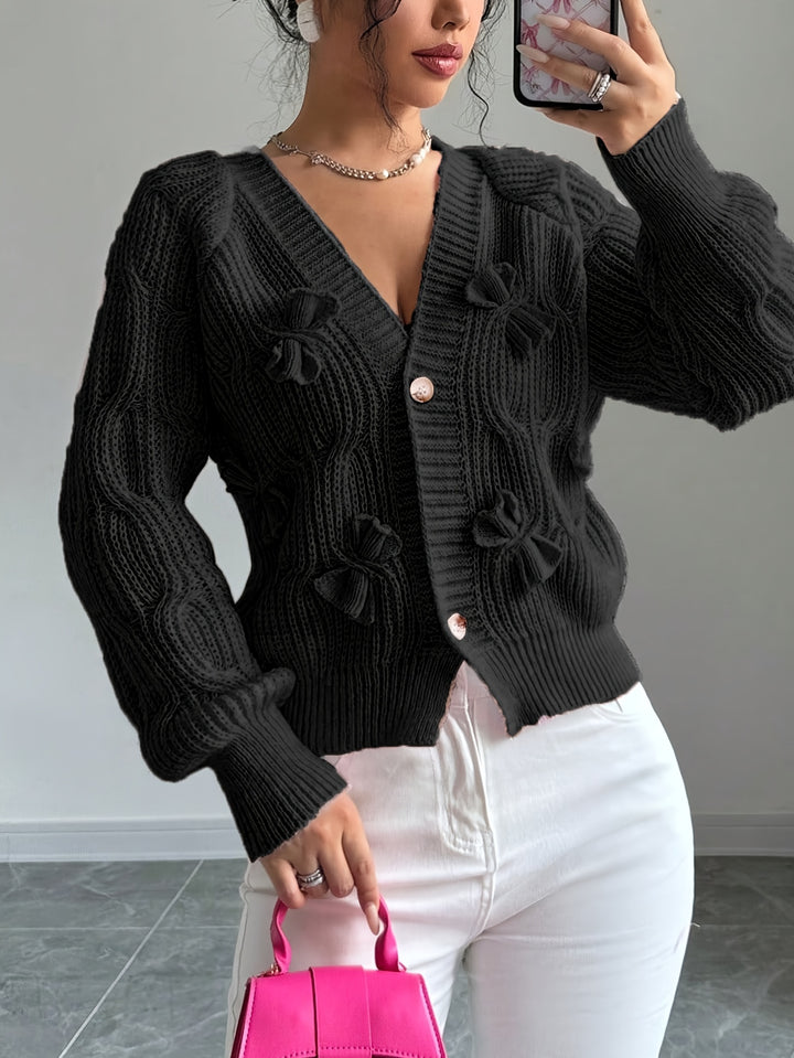 Juniper | Soft Bow-Detail Long Sleeve Cardigan
