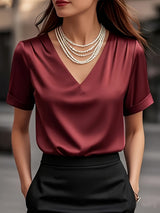 Estelle | Draped V-Neck Blouse