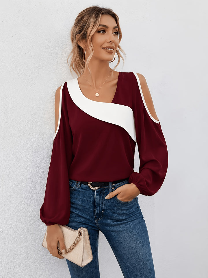Annette | Cold-Shoulder Color Block Top