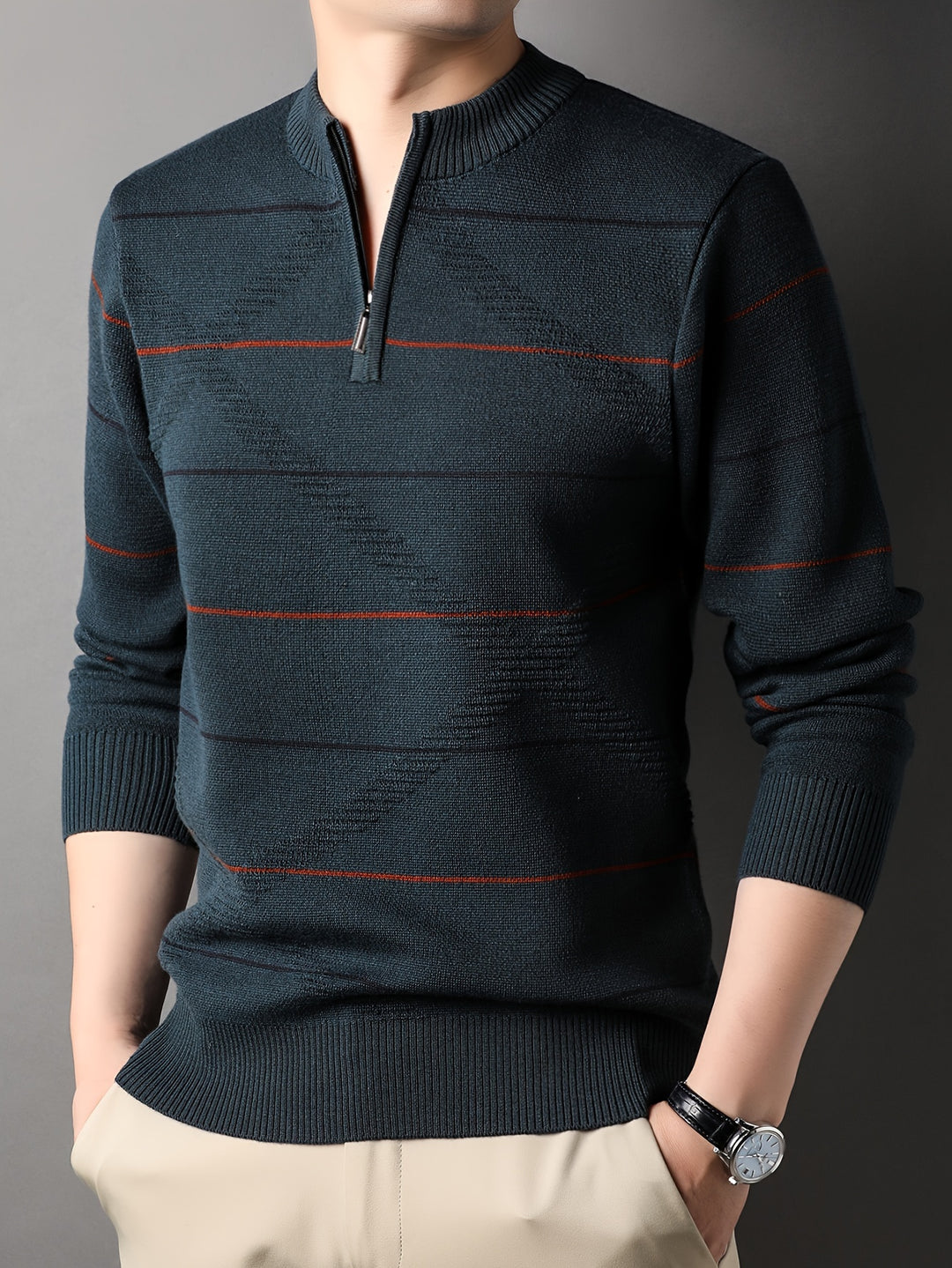Garrick | Refined Striped Zip-Neck Sweater