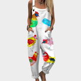 Beverly | Multicolor Chicken Art Jumpsuit