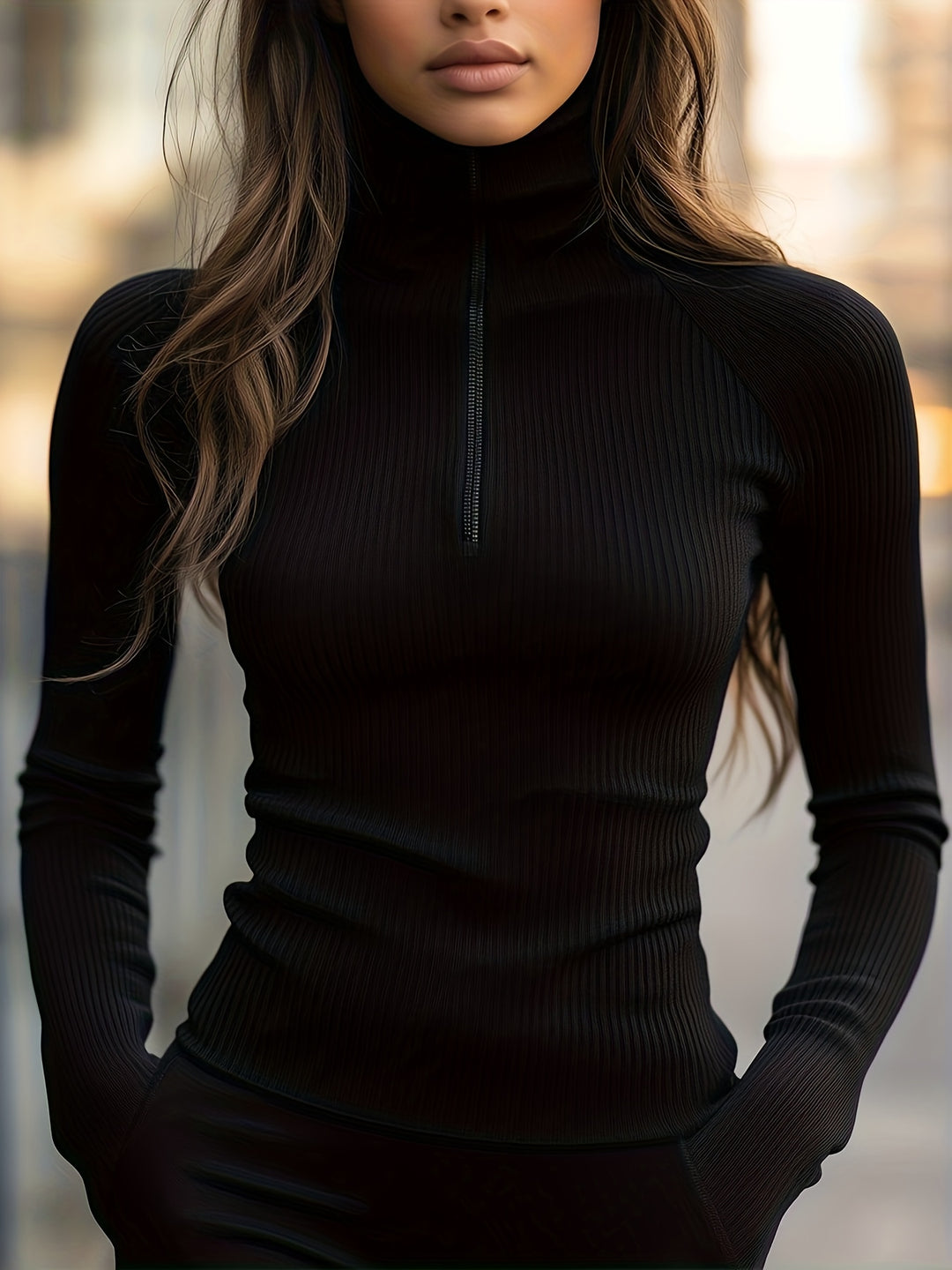Sadie | Half-Zip High-Neck Top