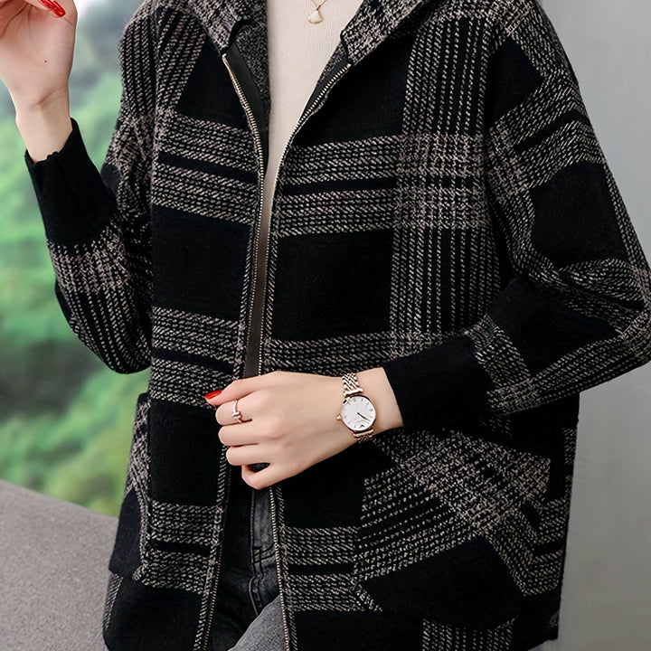 Rosanna | Hooded Checked Zip Jacket