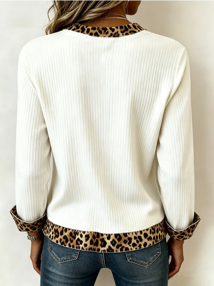 Lillian | Animal-Trimmed V-Neck Top