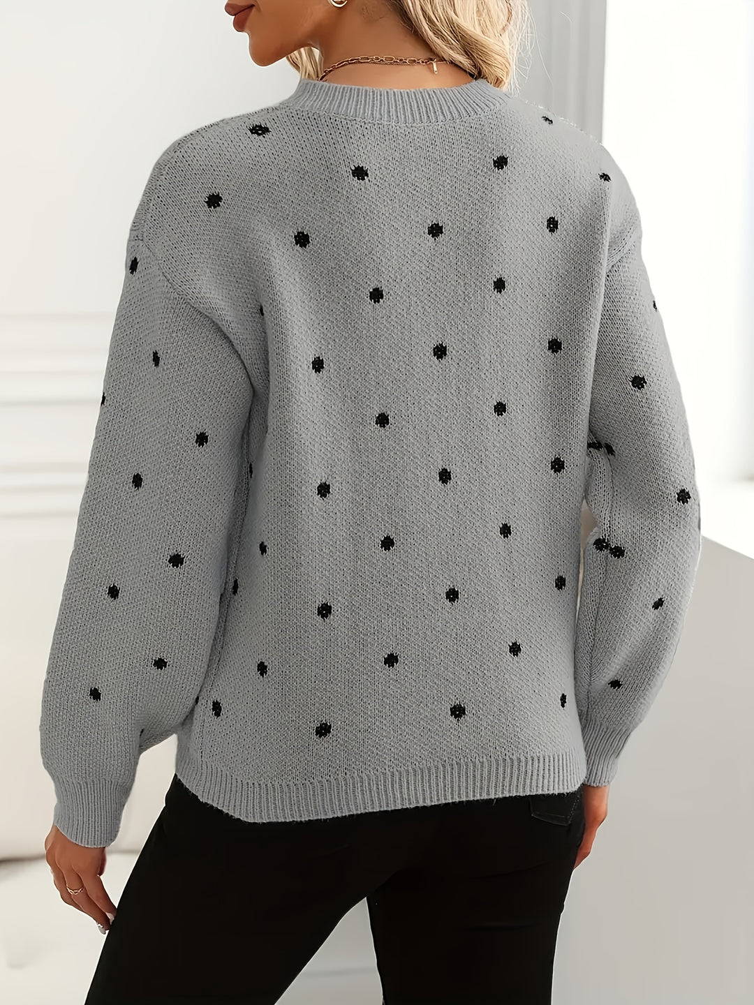 Isabel | Polka Dot Crew Neck Sweater