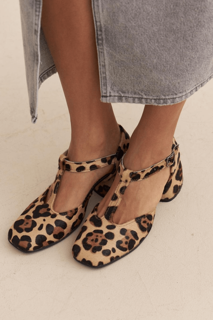 London Stylish T-Strap Block Heels