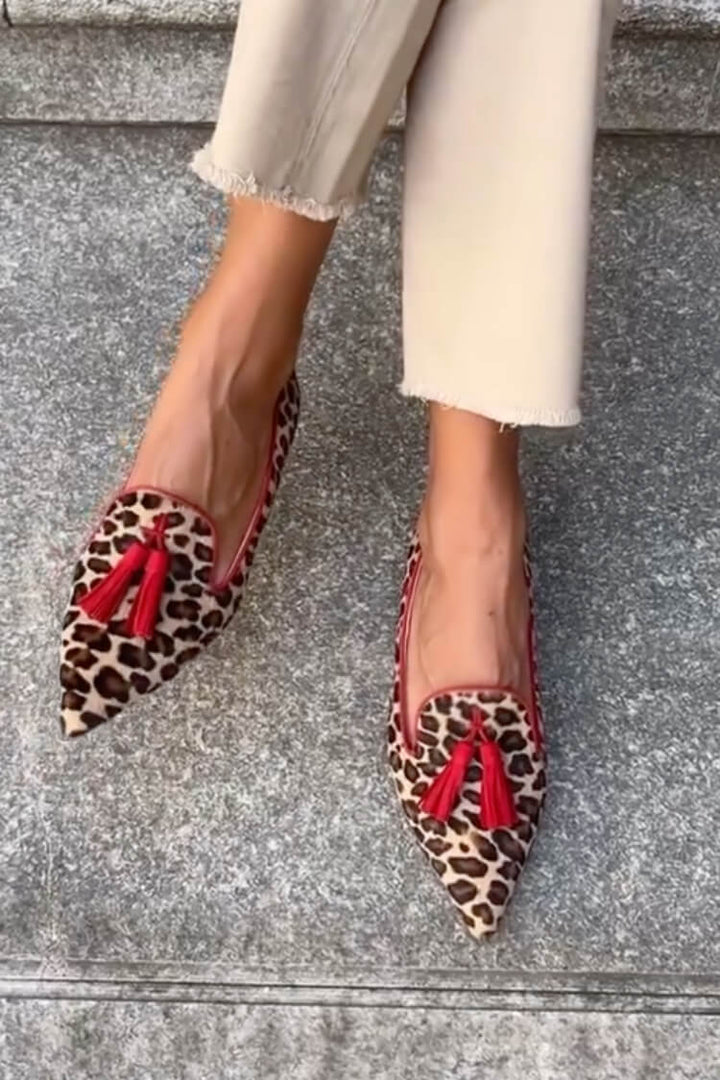Bernice | Stylish Red Tassels Pointed Sandal
