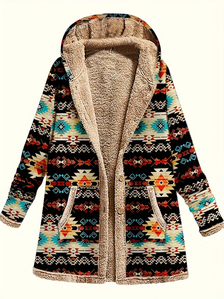 Mabel | Cozy Patterned Hooded Coat