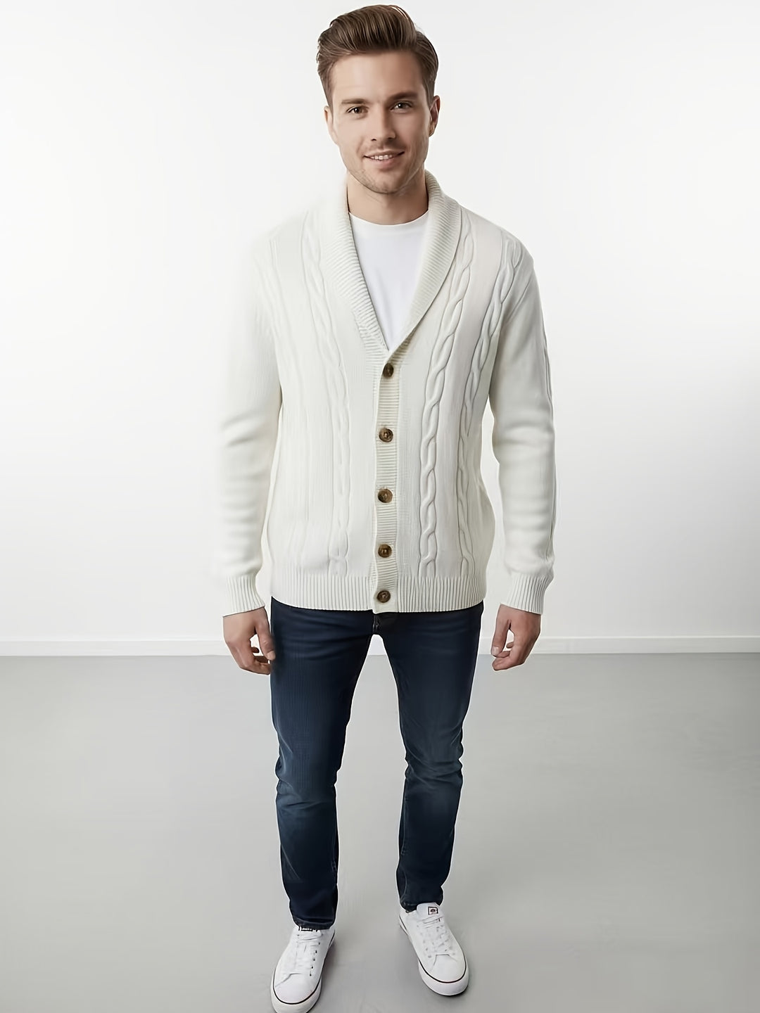 Trevor | Cable-Knit Button Cardigan