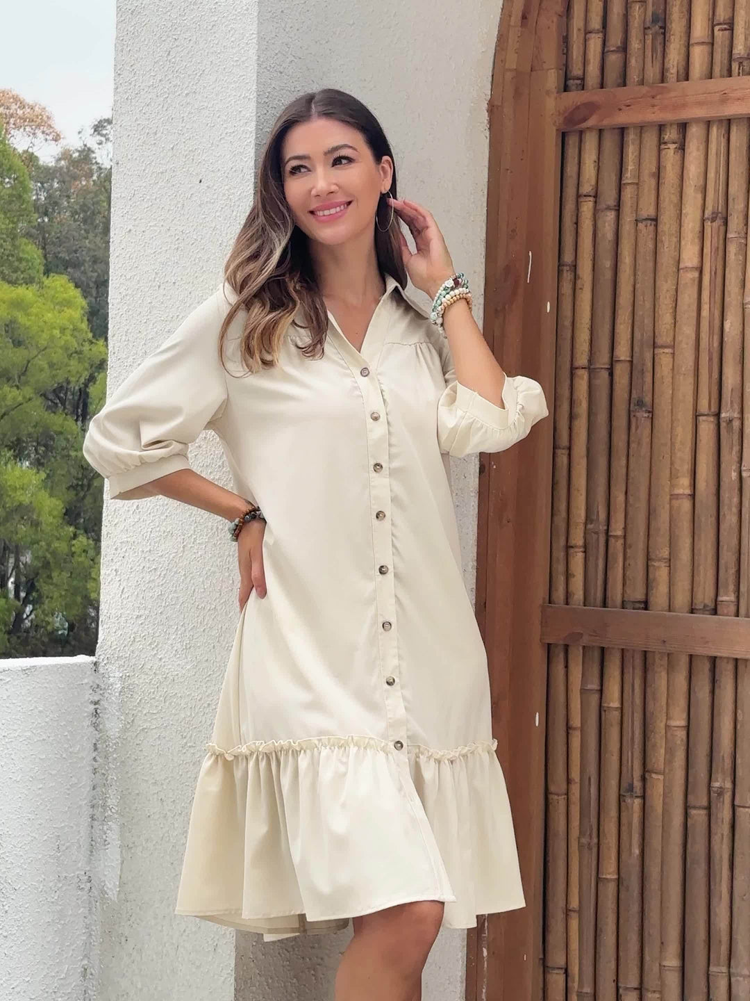 Maevelle | Buttoned Boho Midi Dress