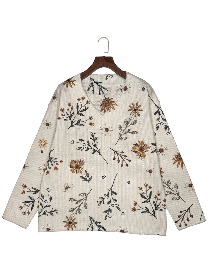 Ainsley | Floral V-Neck Sweater