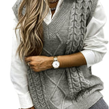 Cora | Cozy Cable-Knit V-Neck Sweater Vest