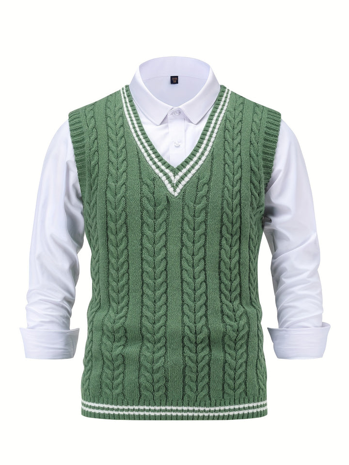 Gideon | Cable-Knit V-Neck Sweater Vest