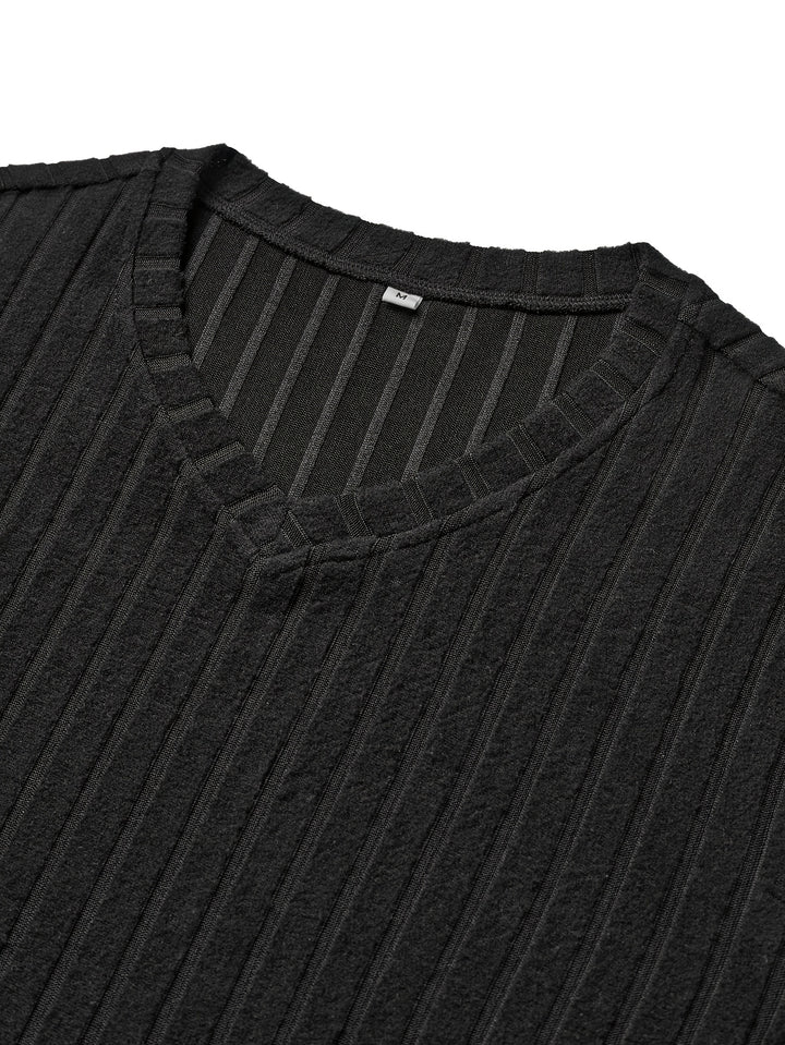 Xavier | Ribbed V-Neck Long Sleeve Top