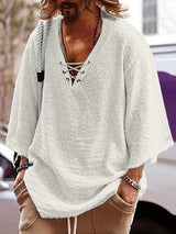 Dorian | Relaxed Lace-Up V-Neck Shirt
