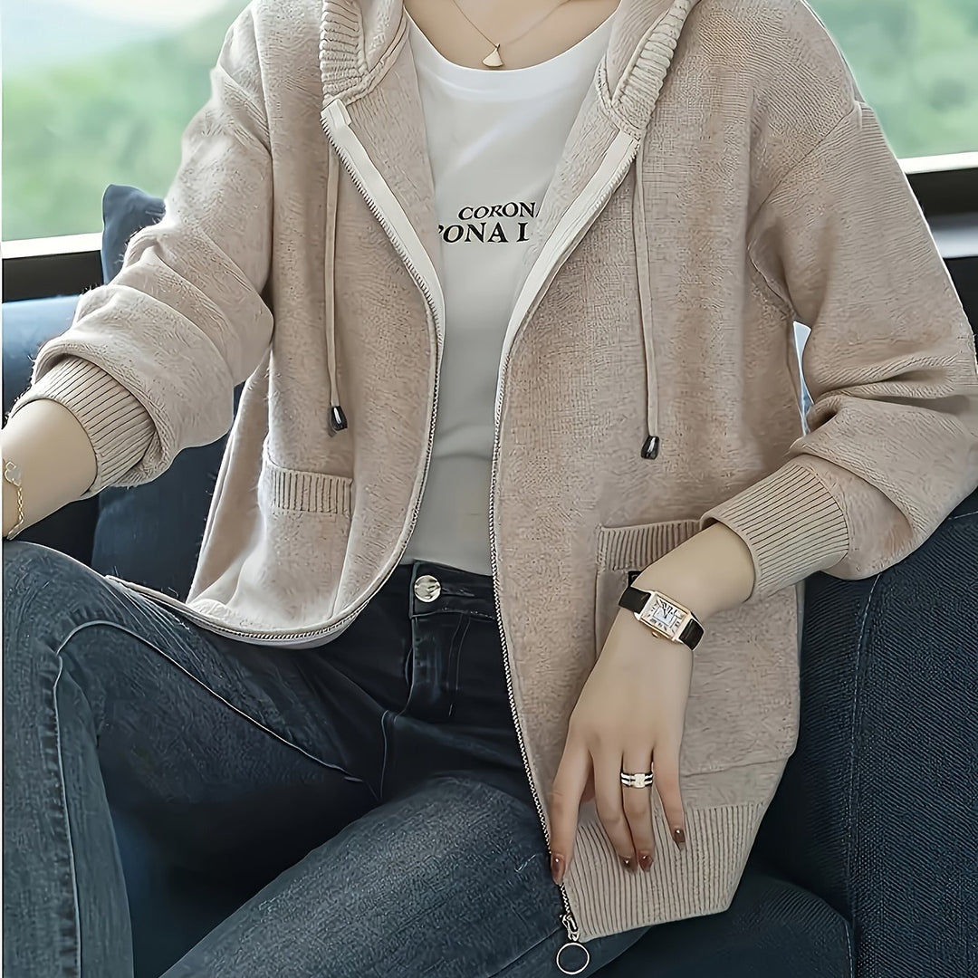 Rowena | Cozy Zip-Up Hooded Cardigan