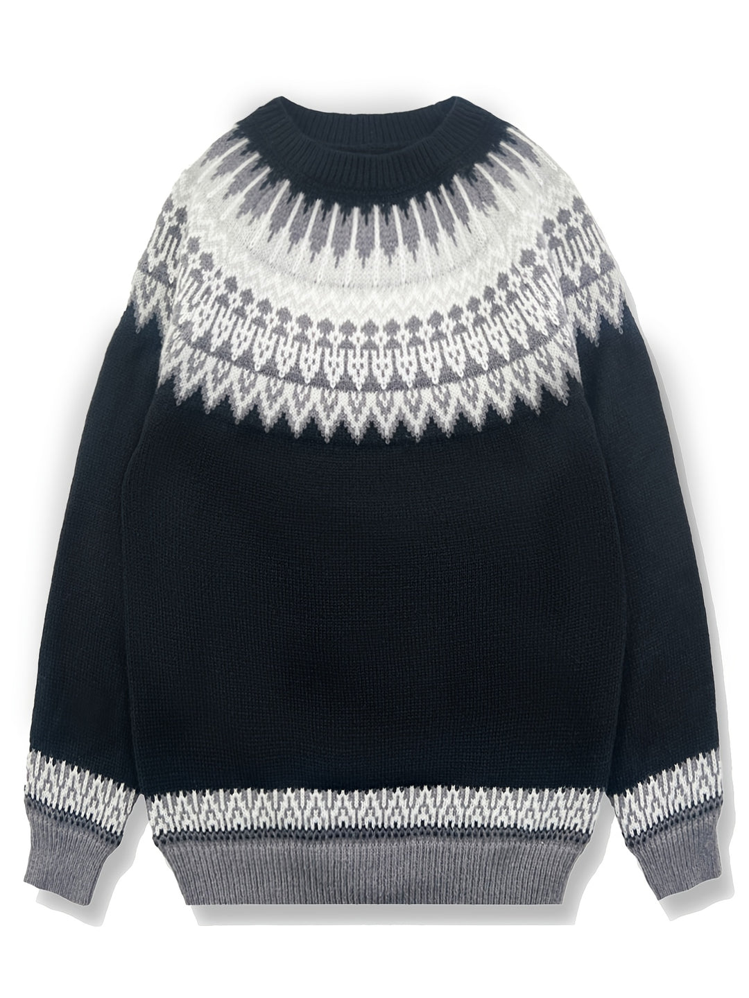 Brenna | Chunky Jacquard Round Neck Sweater