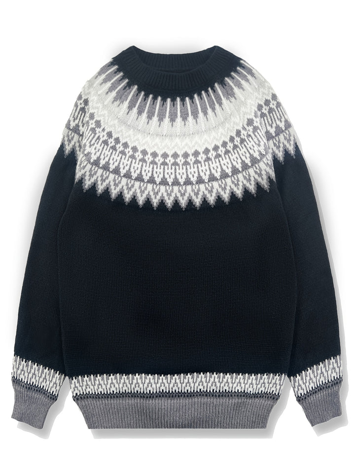 Brenna | Chunky Jacquard Round Neck Sweater