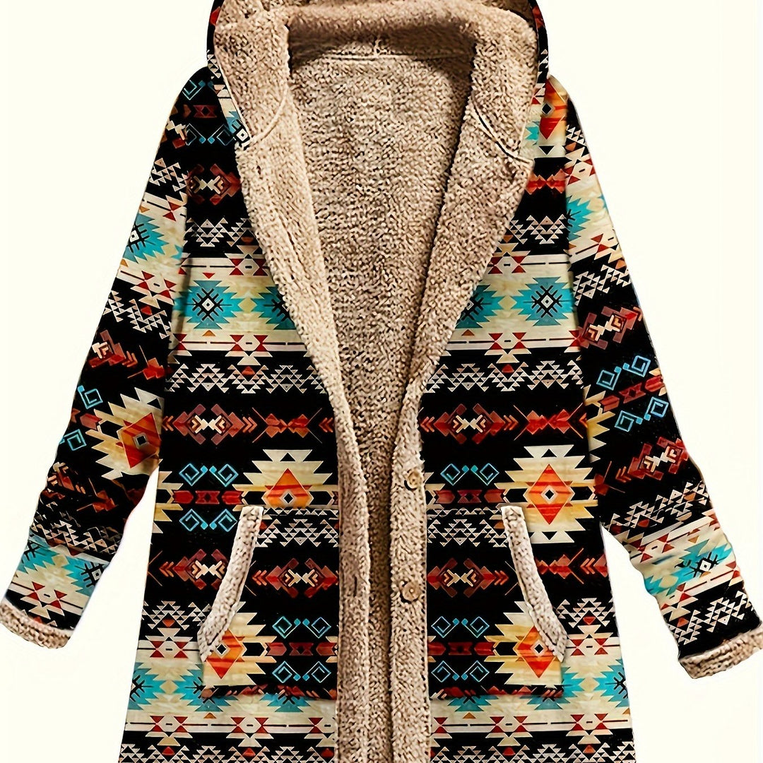 Mabel | Cozy Patterned Hooded Coat