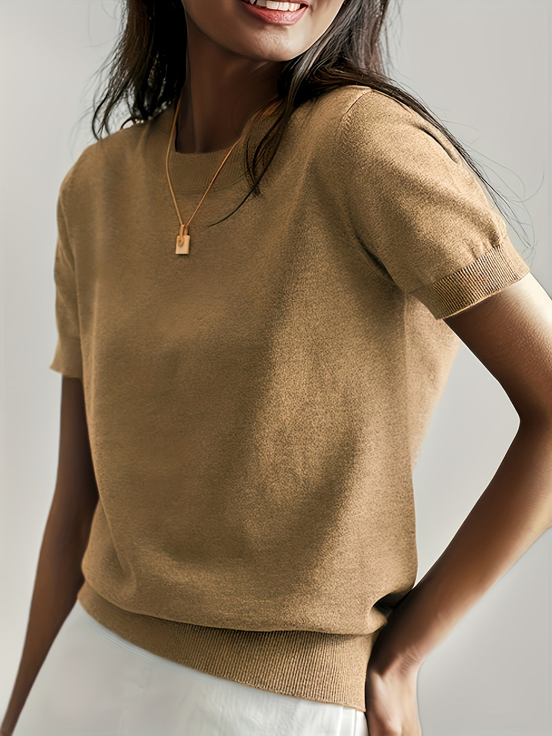 Harriet | Fine-Knit Short Sleeve Sweater