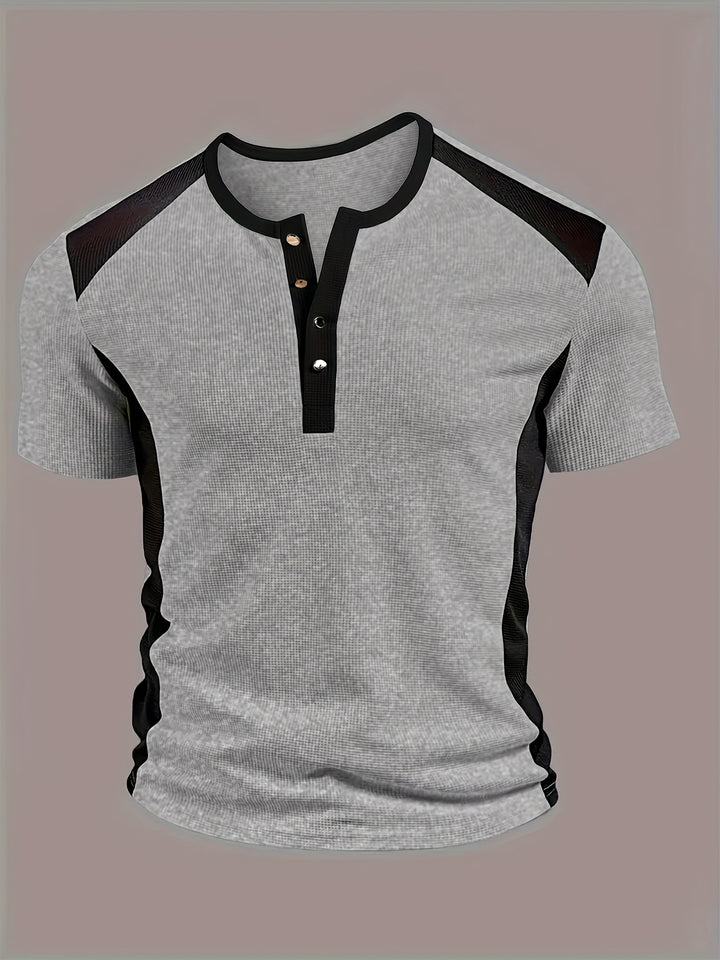 Everett | Textured Contrast Henley Shirt