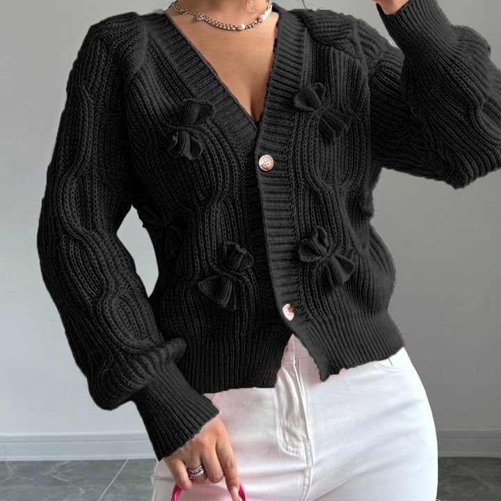 Juniper | Soft Bow-Detail Long Sleeve Cardigan