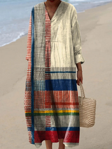 Genevieve | Vintage Geometric Line Art Dress
